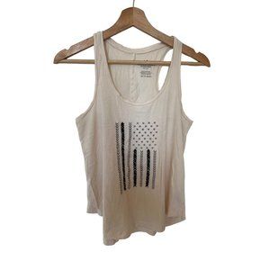 American Eagle Off White American Flag Tank Top Women's Size XS 4th of July Top